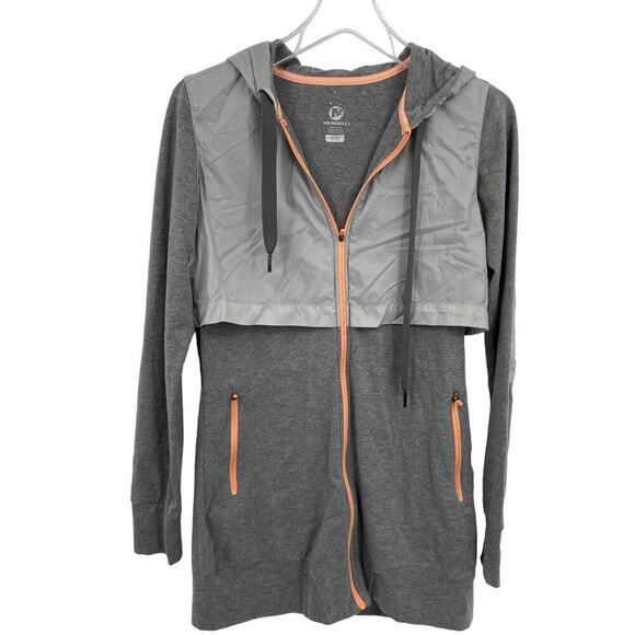 Merrell Hooded Jacket Womens Size XS Heathered Gray Mixed Media Full Zip - Picture 1 of 10
